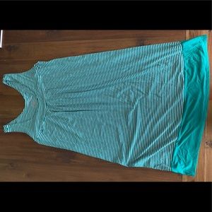 Teal and white striped summer dress